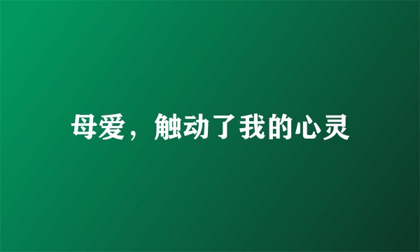 母爱，触动了我的心灵