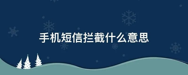 手机短信拦截什么意思