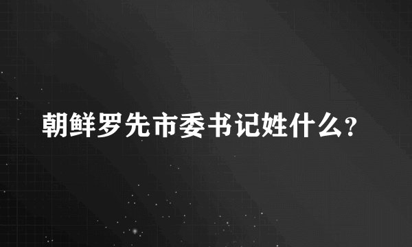 朝鲜罗先市委书记姓什么？