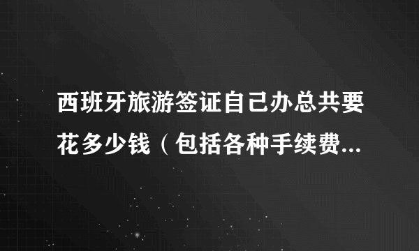 西班牙旅游签证自己办总共要花多少钱（包括各种手续费和保险之类的） 如果是找代理 会多花多少钱