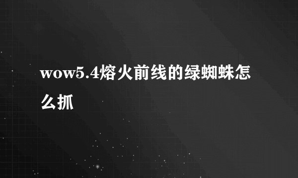 wow5.4熔火前线的绿蜘蛛怎么抓