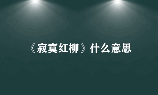 《寂寞红柳》什么意思