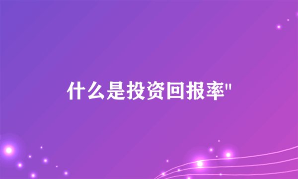 什么是投资回报率