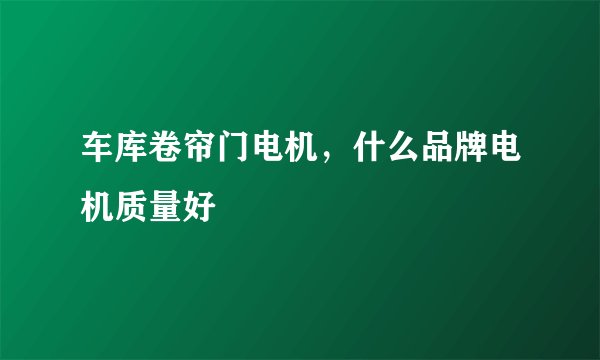 车库卷帘门电机，什么品牌电机质量好