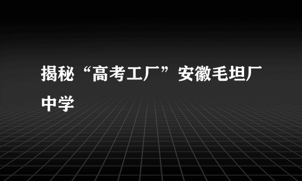 揭秘“高考工厂”安徽毛坦厂中学