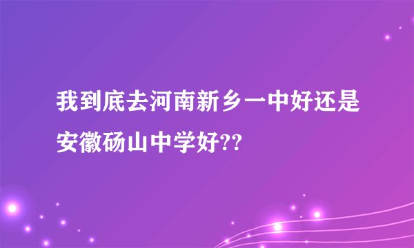 我到底去河南新乡一中好还是安徽砀山中学好??