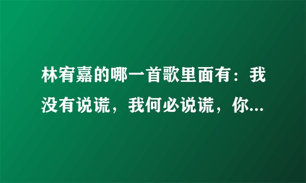 林宥嘉的哪一首歌里面有：我没有说谎，我何必说谎，你懂我的我对你从来就不会假装。这句话？歌名是什么？