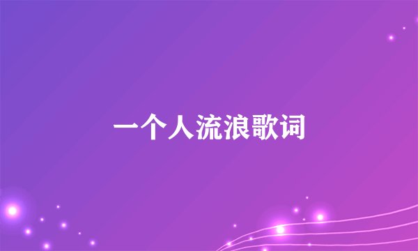 一个人流浪歌词