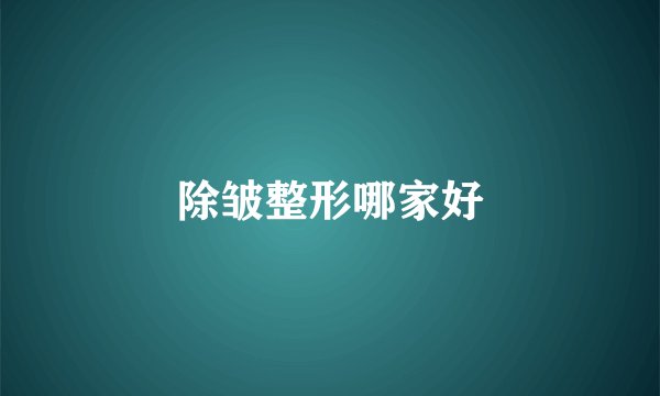 除皱整形哪家好