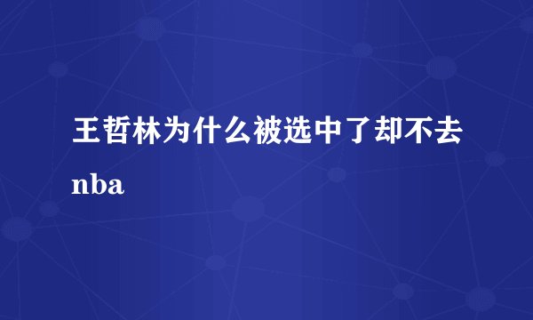 王哲林为什么被选中了却不去nba