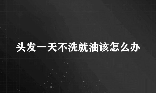 头发一天不洗就油该怎么办