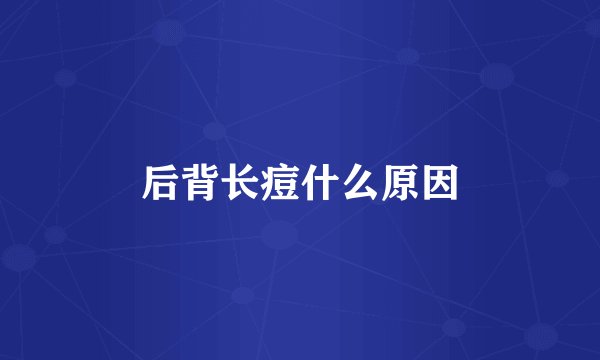 后背长痘什么原因