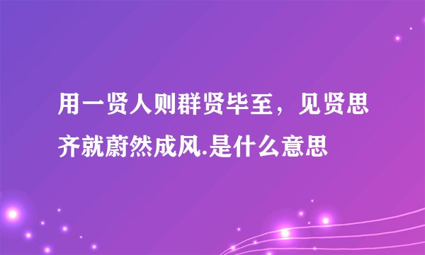 用一贤人则群贤毕至，见贤思齐就蔚然成风.是什么意思