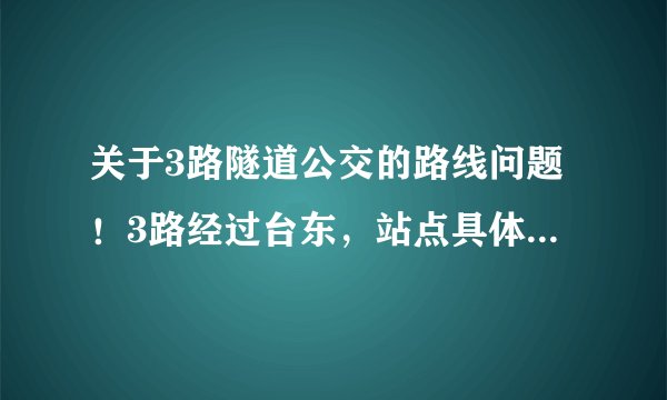 关于3路隧道公交的路线问题！3路经过台东，站点具体在台东什么位置呢？和几路公交车站牌在一个地儿？