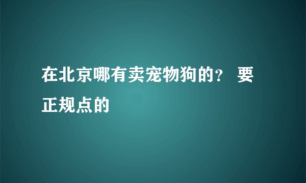 在北京哪有卖宠物狗的？ 要正规点的