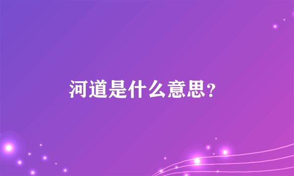 河道是什么意思？