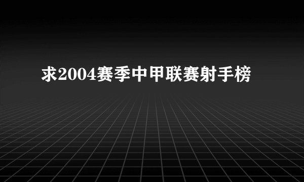 求2004赛季中甲联赛射手榜