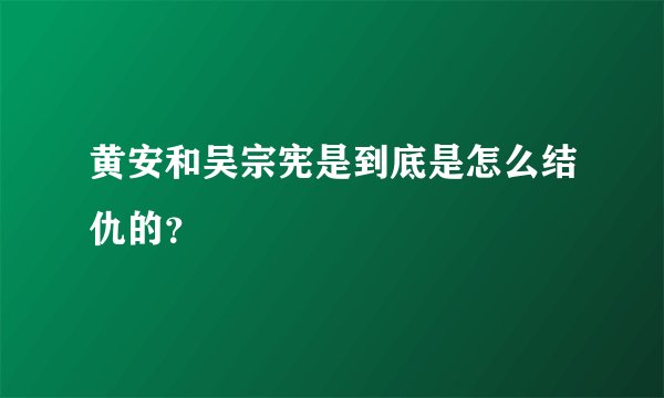 黄安和吴宗宪是到底是怎么结仇的？