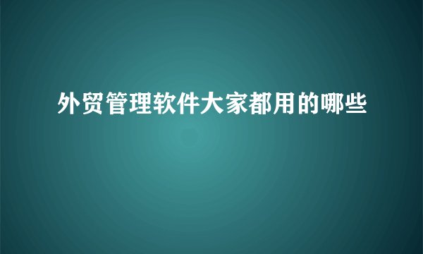 外贸管理软件大家都用的哪些