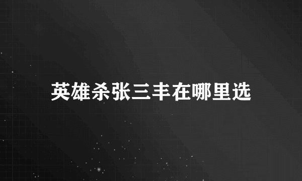 英雄杀张三丰在哪里选