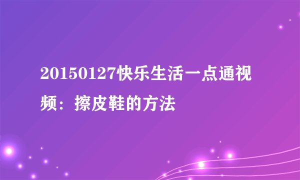 20150127快乐生活一点通视频：擦皮鞋的方法