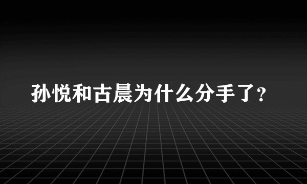 孙悦和古晨为什么分手了?