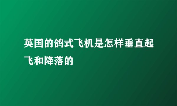 英国的鸽式飞机是怎样垂直起飞和降落的