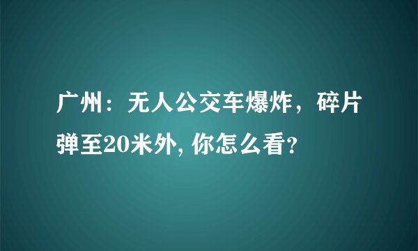 广州：无人公交车爆炸，碎片弹至20米外, 你怎么看？