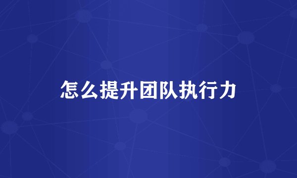 怎么提升团队执行力