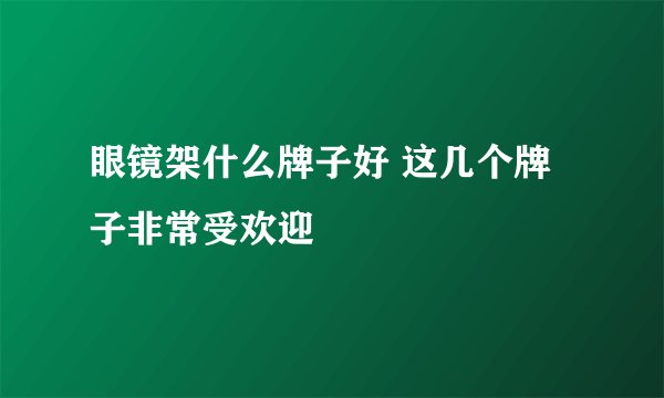 眼镜架什么牌子好 这几个牌子非常受欢迎