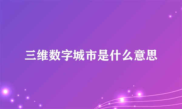 三维数字城市是什么意思
