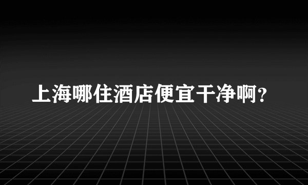 上海哪住酒店便宜干净啊？