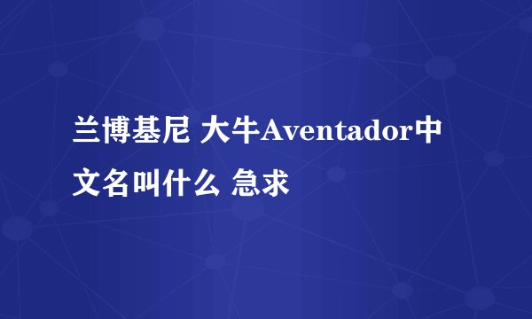 兰博基尼 大牛Aventador中文名叫什么 急求