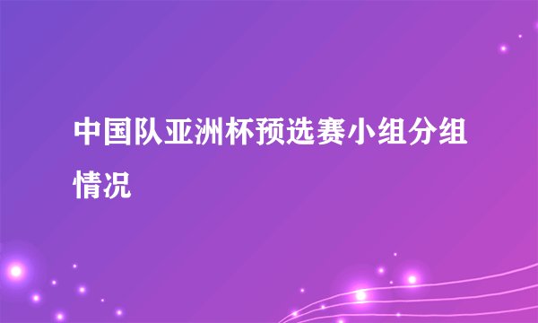 中国队亚洲杯预选赛小组分组情况
