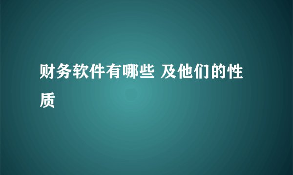 财务软件有哪些 及他们的性质