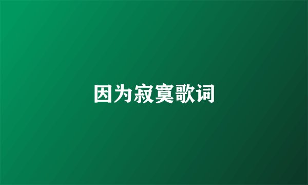 因为寂寞歌词