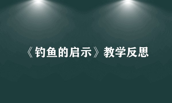 《钓鱼的启示》教学反思