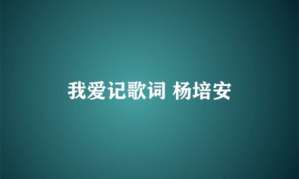 我爱记歌词 杨培安