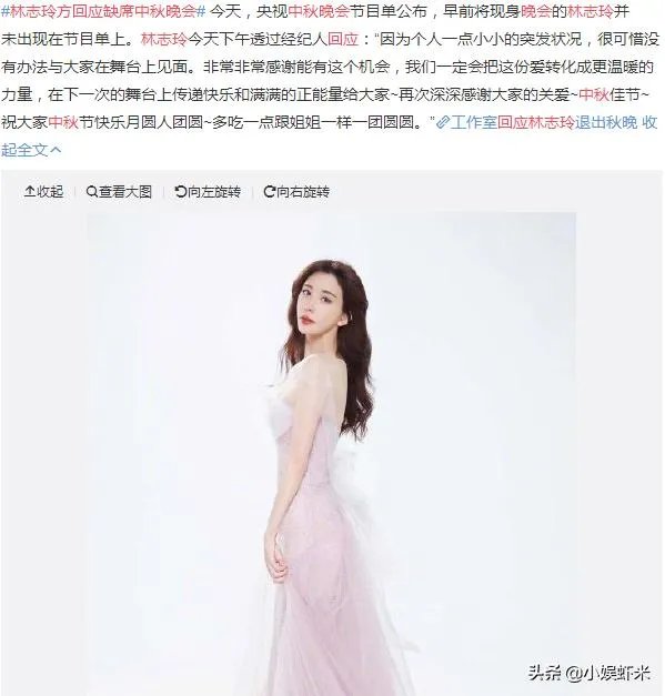 林志玲为什么缺席央视中秋晚会？