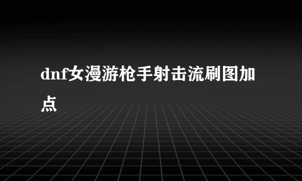 dnf女漫游枪手射击流刷图加点