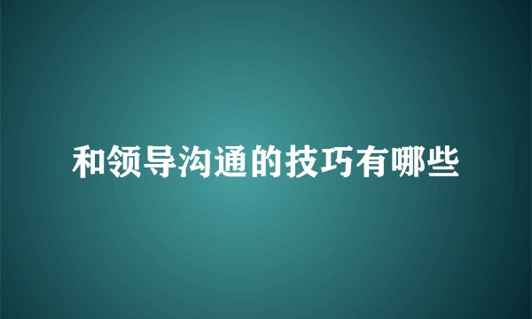 和领导沟通的技巧有哪些