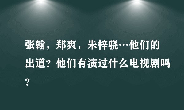 张翰，郑爽，朱梓骁…他们的出道？他们有演过什么电视剧吗？