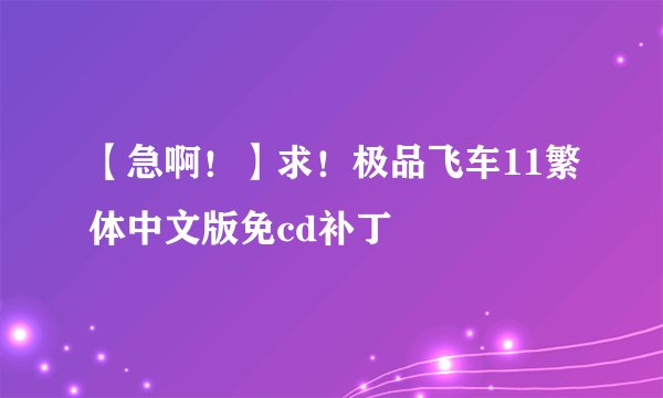 【急啊!】求!极品飞车11繁体中文版免cd补丁