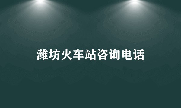 潍坊火车站咨询电话