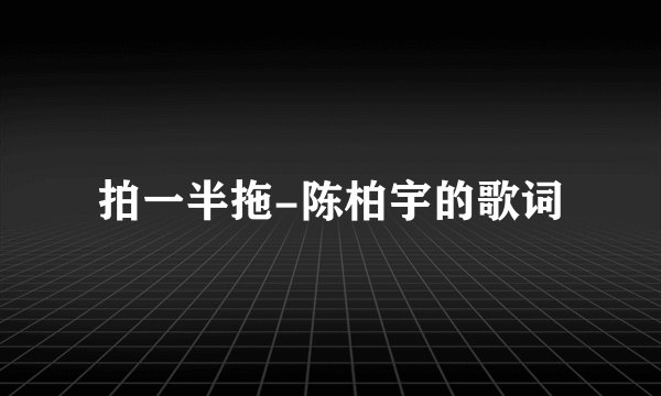 拍一半拖-陈柏宇的歌词