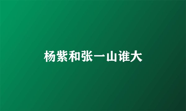 杨紫和张一山谁大
