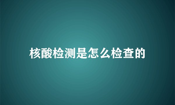 核酸检测是怎么检查的