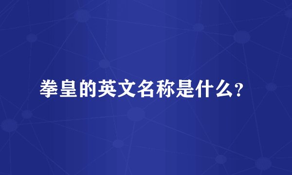 拳皇的英文名称是什么?