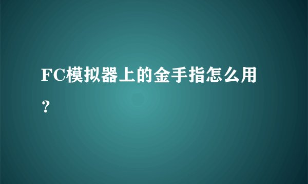 FC模拟器上的金手指怎么用？