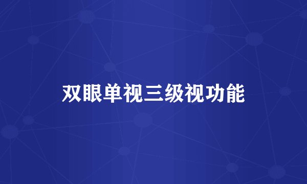 双眼单视三级视功能